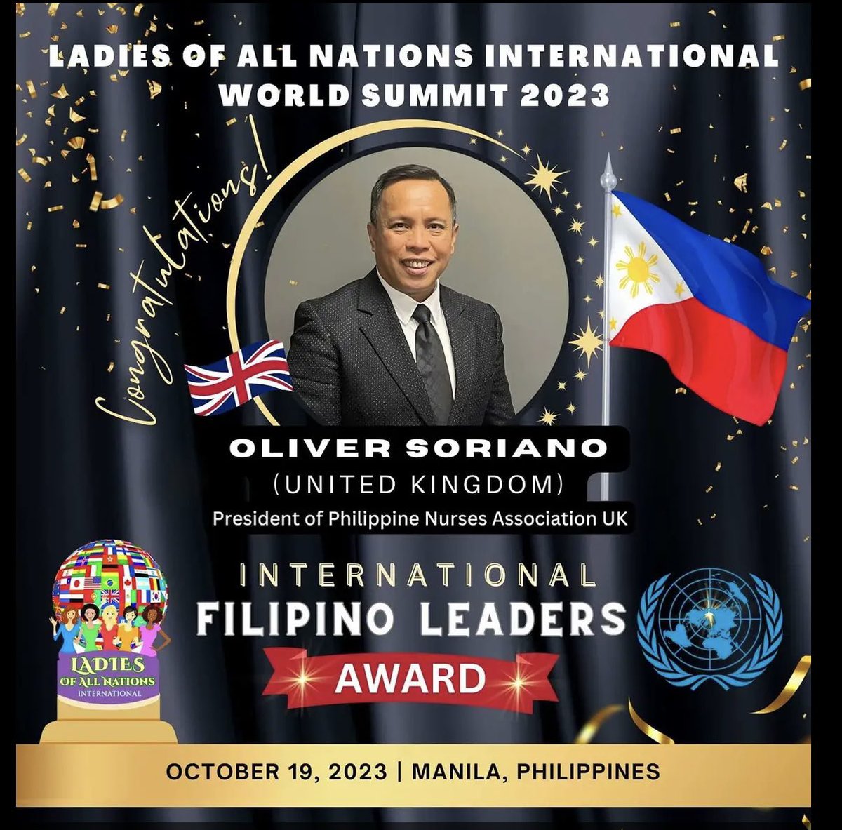 Thank you #LadiesOfAllNationsInternational for giving me this award. Sharing this recognition to my @PNA_UKnurses and the fantastic #NursingLeaders who have supported me/us. Unfortunately will not be in the 🇵🇭 to accept the award 🙏🏽🙏🏽🙏🏽 @dence10 @CielitoCaneja @jcarriolaRN