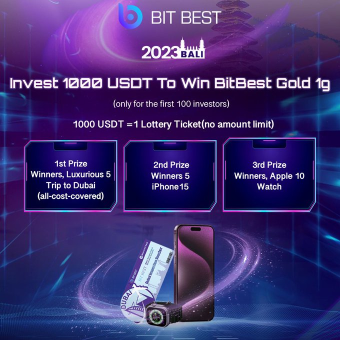 LorhaS9947's tweet photo. ๐ฐ Invest $1000 to win 1g of pure gold
Every $1000 invested gets you 1 Lottery Ticket
no-limit on the number of tickets you can collect!
The more tickets you have, the closer you get to winning the Luxurious Trip to Dubai
#Bitcoin #crypto #IniTwitter #NoBraDay #BoycottMcDonald https://t.co/IM9UFa9Dde
