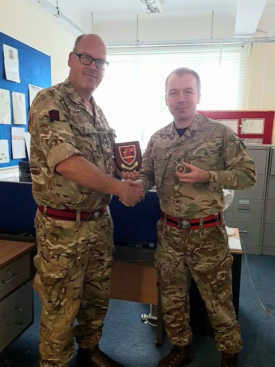 The Commanding Officer of 65 Works Group RE, Lt Col Russell MBE, recently awarded one of his prized Commanding Officer’s Coins to Sgt Crawford in recognition of both the excellent work he has done supporting the unit and the way he has done it.