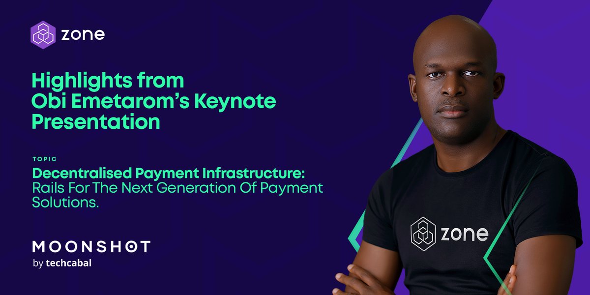 Yesterday, our Co-Founder and CEO, @obi_emetarom, took center stage at Moonshot by @TechCabal. His keynote on 'Decentralized Payment Infrastructure: Rails for the Next Generation of Payment Solutions' was quite enlightening and educative. Here are some highlights…