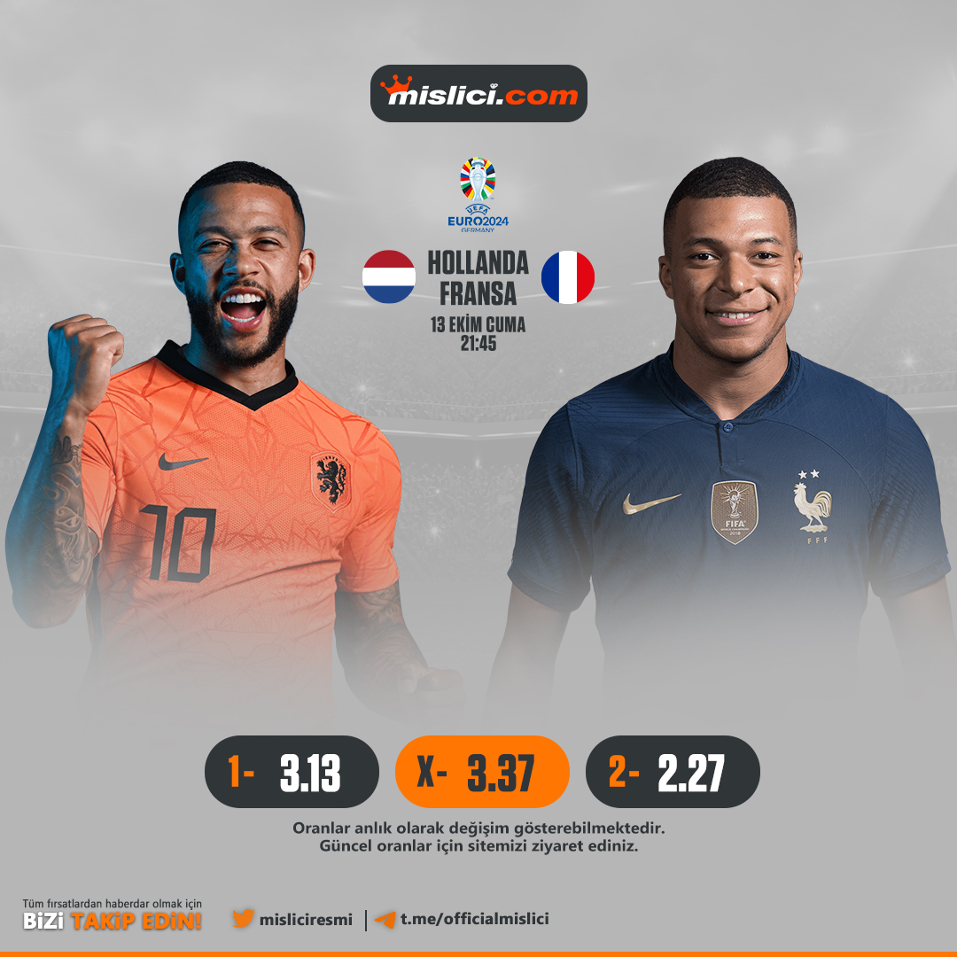 misliciresmi's tweet photo. 🔔Günün Maçı🔔
‼️#euro2024 maçları #mislici de. #hollanda ile #fransa karşılaşıyor‼️
🍀İZLE OYNA KAZAN🍀
📺Canlı maç izlerken bahis in keyfi #mislici.com da       
➡️Günlük 5 adet çekim
➡️15 dk da çekim garantisi
➡️Her 5 yatırımınıza 1 Yatırım da mislici den Hediye https://t.co/kKmlfI2SsC