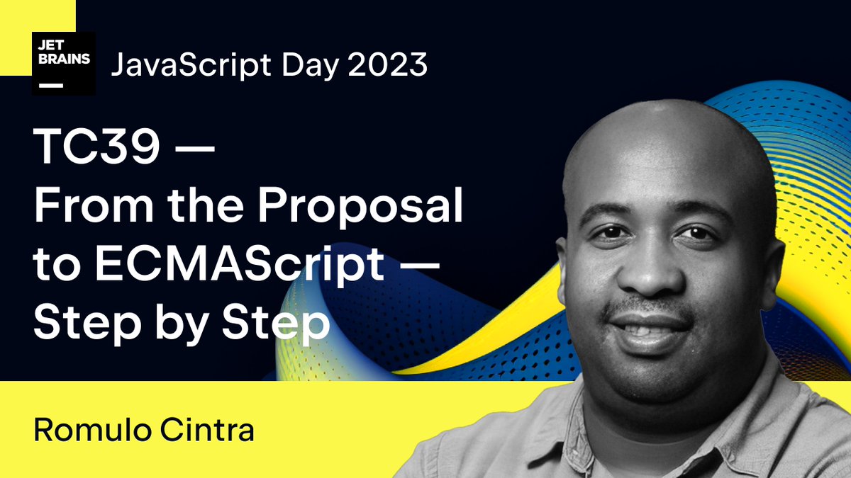 Introducing JetBrains #JavaScriptDay2023 speakers and talks! 🎙TC39 - From the Proposal to ECMAScript - Step by Step, by @romulocintra 🗓 November 2, 11:40 am (EDT) / 4:40 pm (CET) Get the full details and register today! 👉 jb.gg/JavaScriptDay2…
