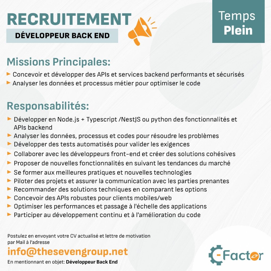 📢 OFFRE D'EMPLOI : DÉVELOPPEUR BACK END

Vous êtes un passionné du code et du développement ? Rejoignez notre équipe en tant que Développeur Back-End.

Lire la fiche complète 👇🏾

#recrutement #emploi #developpeurbackend #backend #offredemploi