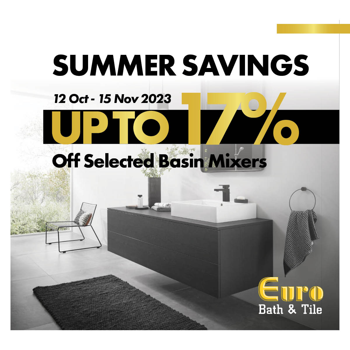 Streamline your bathroom renovation with our amazing deals! Enjoy up to 17% off basin, shower, and sink mixers during Euro Bath &amp; Tile's Summer Savings Sale. Get the perfect mix for less. #MixItUpSavings eurobath.co.za/promotions/sav…