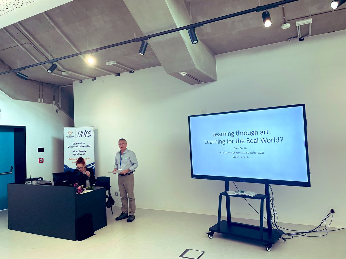 theartcriminal's tweet photo. Day 5# Ostrava today and myself and @glencouttsart survived our dualingo #insea keynote speeches!!!! Jana our interpreter was magic. Then we had a walk around the city and gallery visit. Some more cultural events tonight, watch this space. #moreARTnotless https://t.co/1hidCRFSek