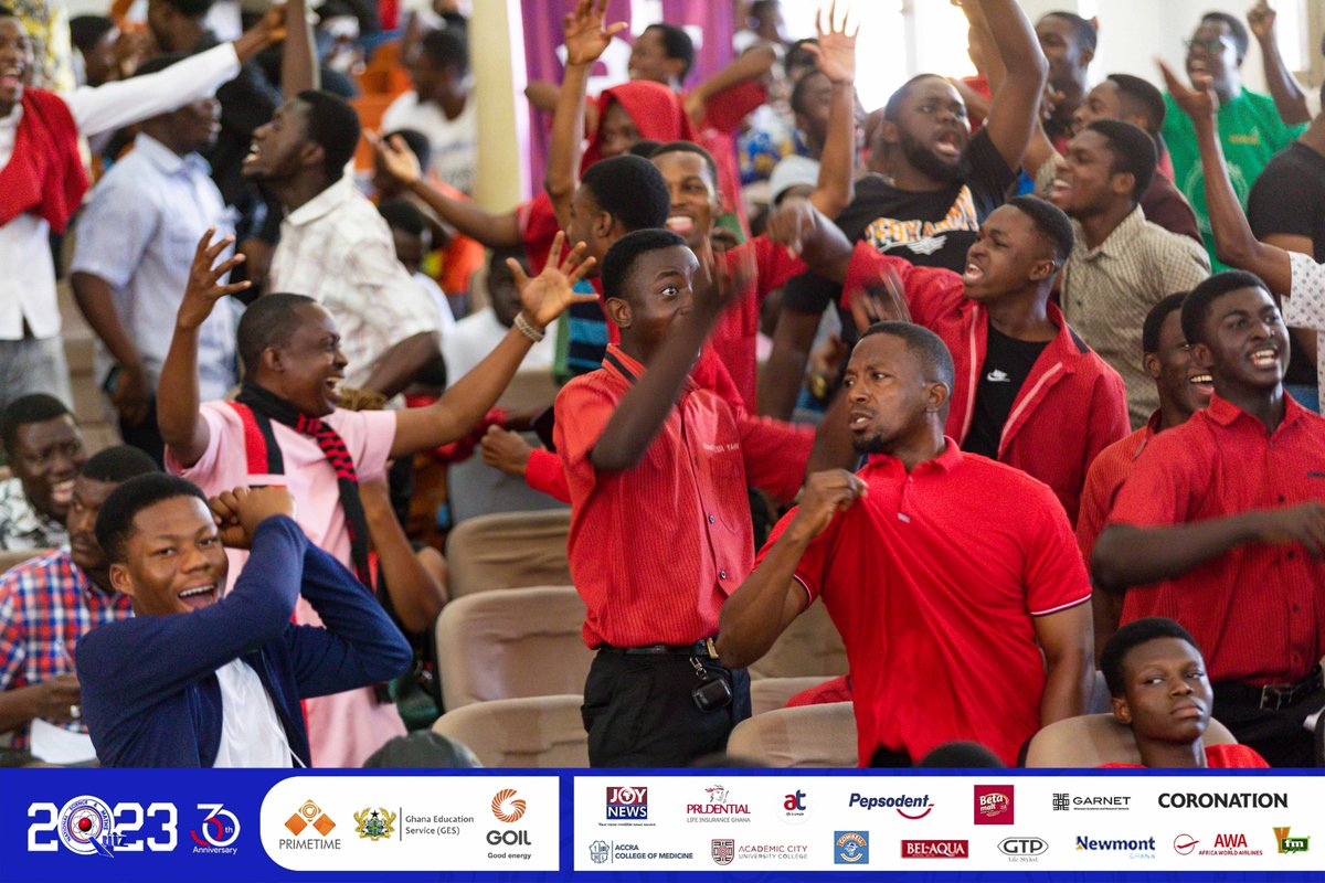 #NSMQOneEight Contest: Kumapley Auditorium

End of R4

Mfantsipim School: 45pts
Kumasi Academy: 42pts
Mamfe Methodist SHS: 13pts

The riddles will separate the boys from the men.
#NSMQonJoy