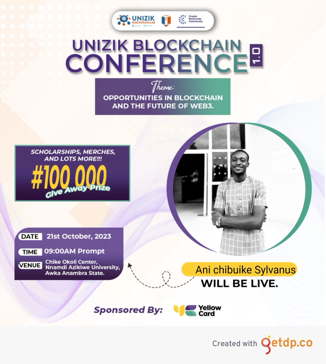 I will be live  <a href="/blockchainNAU/">UNIZIK Blockchain Lab (UBL)</a> Conference and I know that you won't like to miss it
_Register here_👇
bit.ly/UBLConference2…

#UBLConference2023
#CryptopulseTour
#YellowCard

<a href="/blockchainNAU/">UNIZIK Blockchain Lab (UBL)</a>
<a href="/yellowcard_app/">Yellow Card</a>
<a href="/_CryptoBootcamp/">Crypto Bootcamp Community</a>