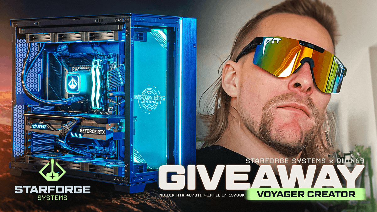 $2,899 RTX 4070 Ti Gaming PC Giveaway! To enter, perform these tasks via the link below: ❤️ Retweet + Like 💜 Follow @quinrex @StarforgePCs @VastGG Enter Here: vast.link/Quin69-