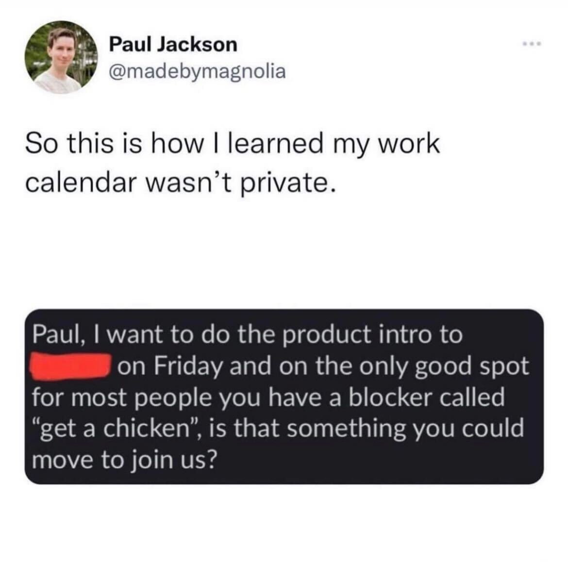 stephaniepixels's tweet photo. #remotework problems 🍗 https://t.co/Fcu0ELJ2zV