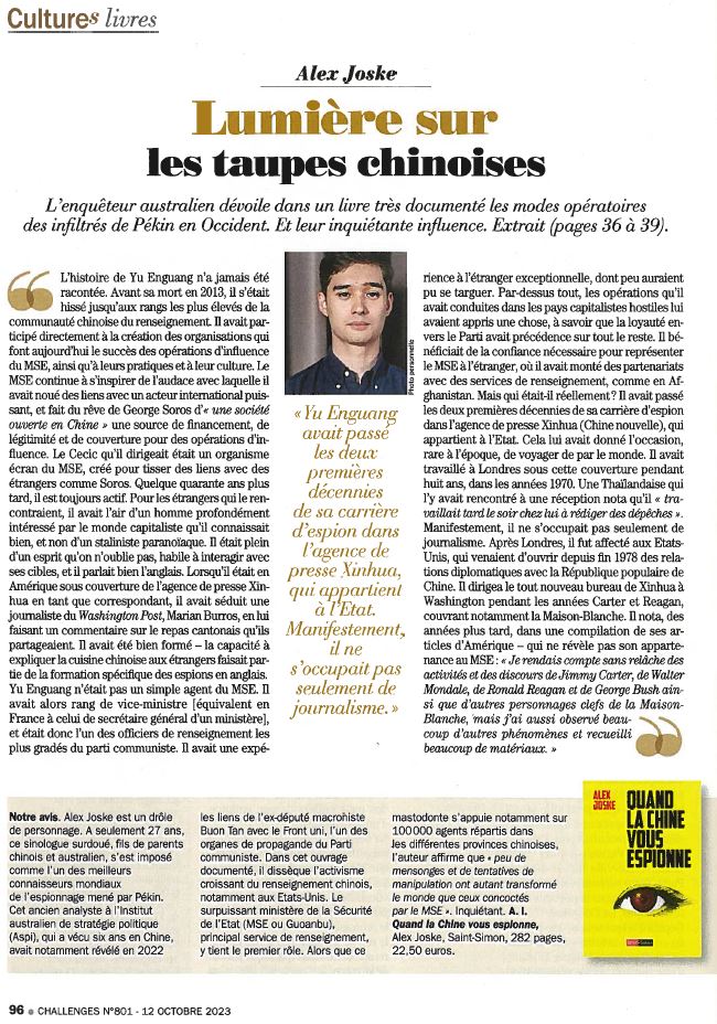 "Quand la Chine vous espionne" de <a href="/alexjoske/">Alex Joske</a> dans <a href="/Challenges/">Challenges</a>