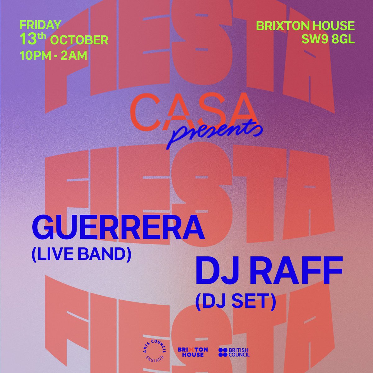 After finishing 🌼Please Don’t Hurt Me🌼 we have our CASA FIESTA at <a href="/BrxHouseTheatre/">Brixton House</a> bringing you live music by GUERRERA &amp; DJ RAFF 😍🔥 

brixtonhouse.co.uk/shows/casa-pre…

#casapresents2023 #latinxart #latinparty #latinpartyinlondon #brixton