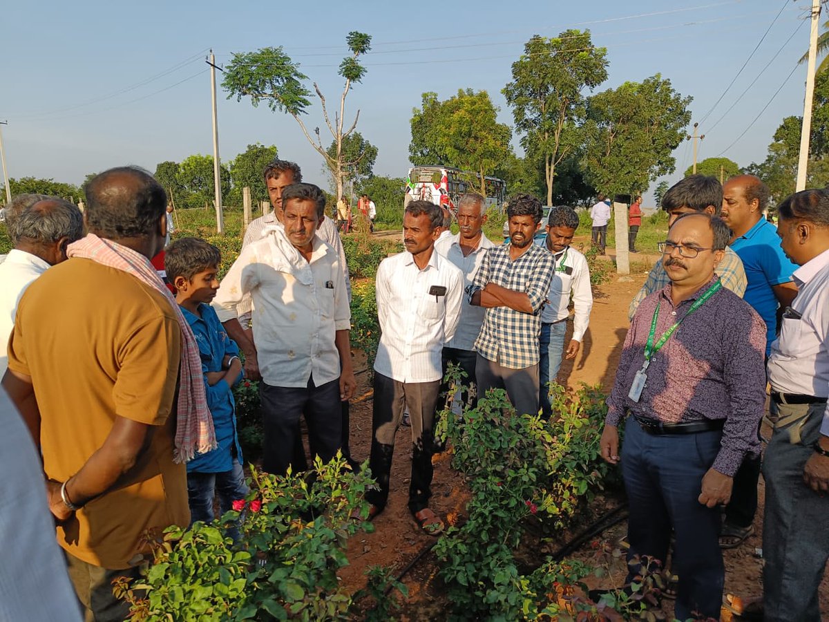 CsirFlori's tweet photo. As part of Pushpa Krishi Mela the farmers visited @CSIRCIMAP &amp; learnt about medicinal and aromatic plants.Later, farmers also visited the fields of Anneshwara (Devanahalli) and interacted with the local farmers. https://t.co/kVpYMQS4Q7