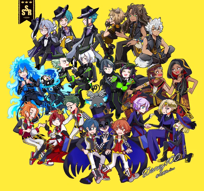 #D100 #twst #twstファンアート #ツイステファンアート #fanart  節目の年にツイステ7章を迎えられたこと嬉しく思います ちょっと早いですが、ディズニー100周年おめでとう 全員揃ったよ!!!