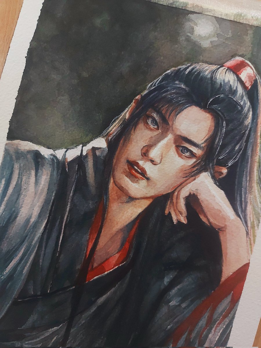 yiling laozu xiao zhan commission for a friend 🥰 working on this was a challenge because it's been a while since i painted anything smaller than 18'x24' HAHA