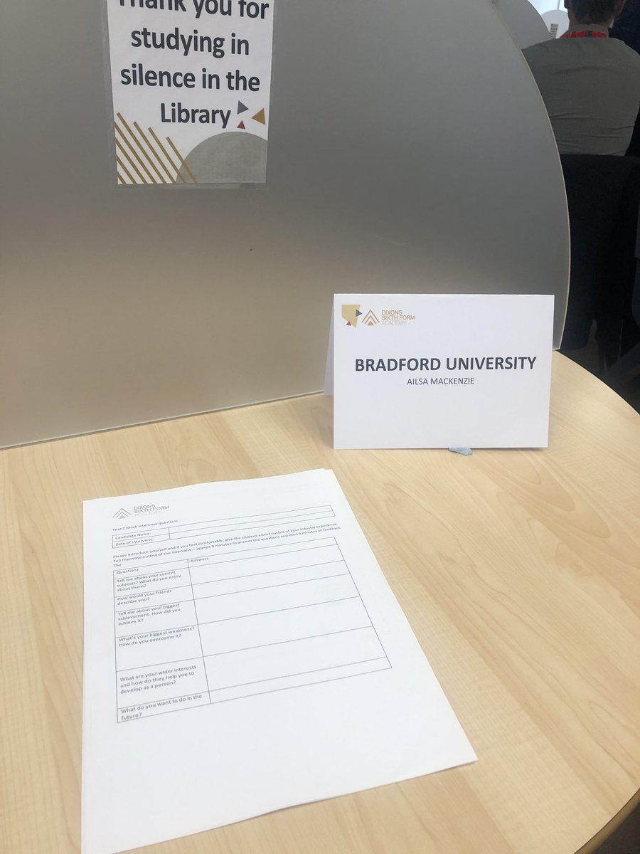 Oscair and Ailsa are ready to interview the students at @DixonsSixth. Best of luck to the students, looking forward to chatting with you, don’t be nervous!