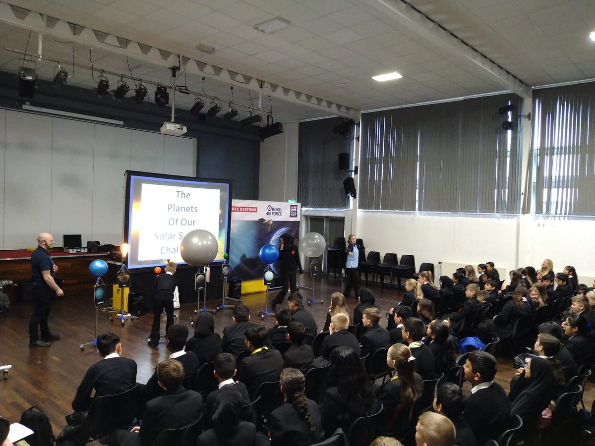 LadybridgeHigh's tweet photo. A huge thankyou to Matt and Ele from @Roadshow_Team for delivering a 'stellar' STEM roadshow to Year 7 this morning! 🌟 Learning all about the ocean, land and #space with some great #communication challenges! #LadybridgeLearners #STEM #engineering #science https://t.co/nAzUuwku2V