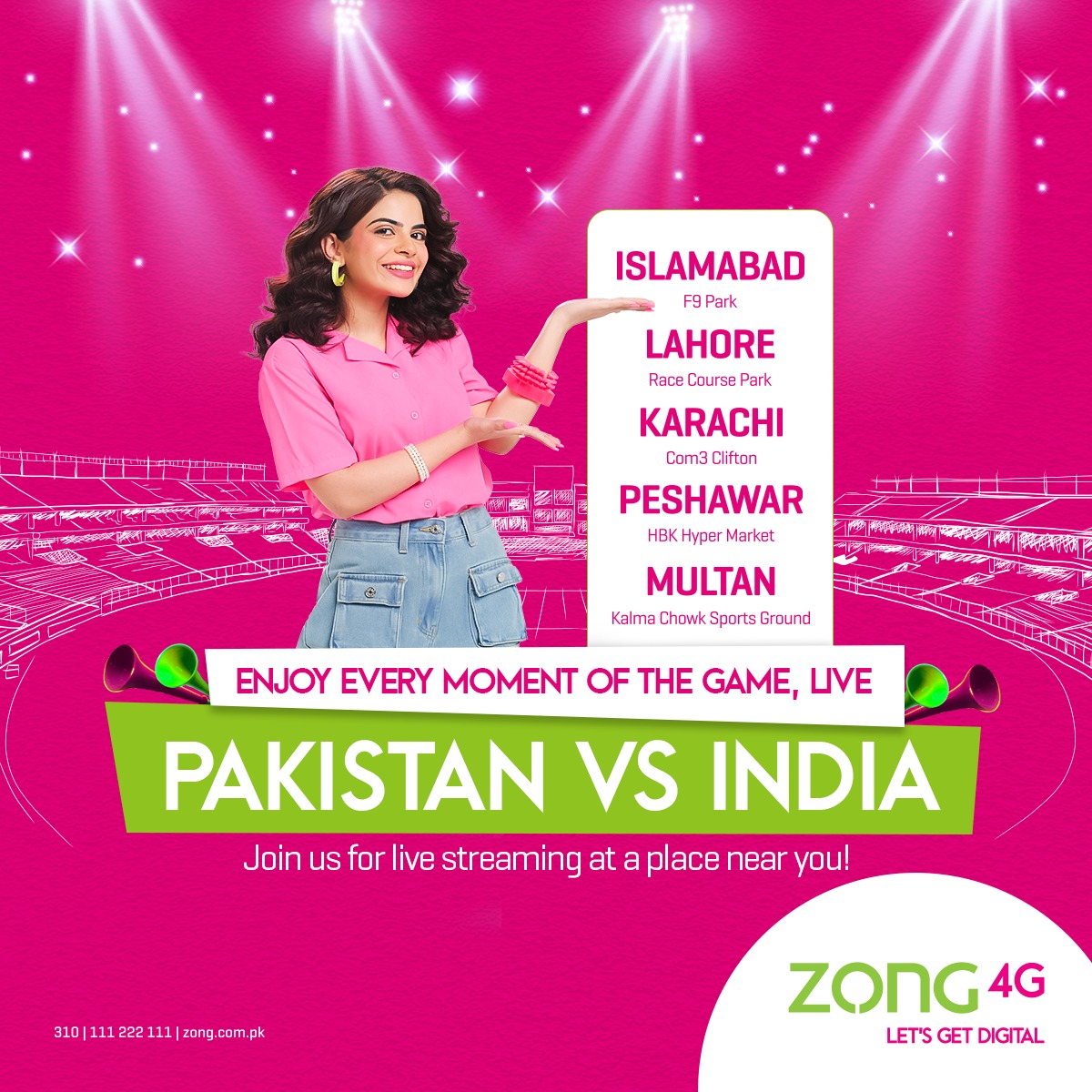 Zongers's tweet photo. Get front-row seats to the Pakistan vs India showdown tomorrow with Zong 4G!
Join us to enjoy the ultimate cricket clash live & #LetsGetDigital with #Zong4G #MausamiExperts https://t.co/70o9jfoLP2