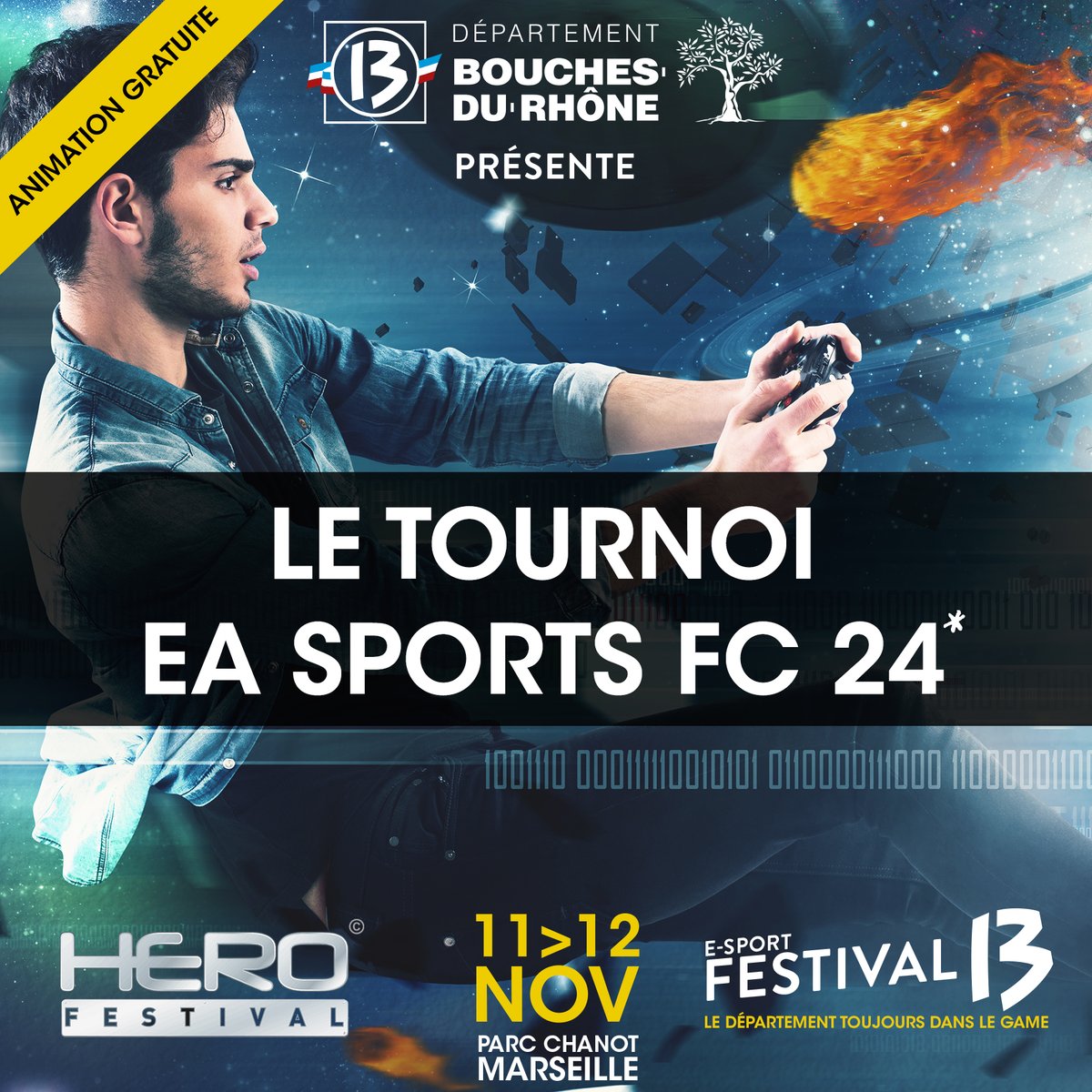 Préparez-vous à affronter les grands noms de la scène au @HeroFestivalFR à Marseille dans le @departement13 pour le tournoi EAFC24 ! 💪

@ilianbouchi_ | @TeamVitality
@Yskwww_ | @ASMonacoEsports
@lucasdinho83
@NKanteeee | @PSGeSports
@b2fifa 
@ZyniaFIFA | @BMS_CREW