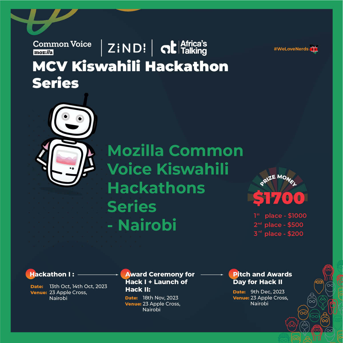 Excited to be a part of the <a href="/Africastalking/">Africa's Talking</a> X <a href="/Mozilla/">Mozilla</a> Common Voice Kiswahili Hackathon Series in Nairobi, Kenya! 🇰🇪 Training is in full swing, and we're making Kiswahili accessible to all! 🗣️🌍 #ATxMozilla 
#BuildWithAT , #WeLoveNerds <a href="/ATCommunityNBO/">Africa's Talking Community Nairobi</a> , <a href="/Africastalking/">Africa's Talking</a>