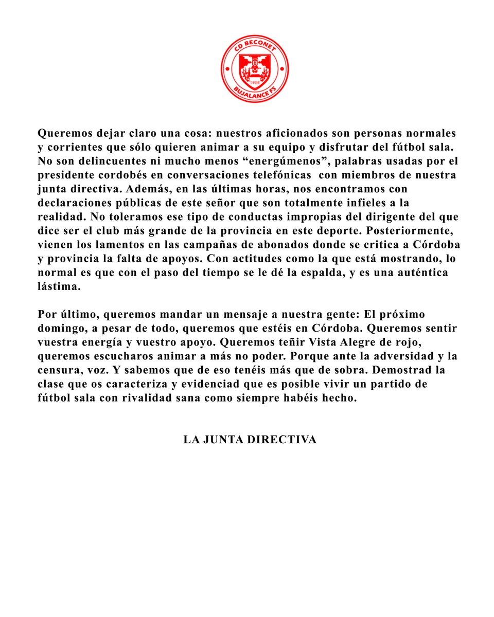 bujalancefs's tweet photo. 🚨 COMUNICADO OFICIAL DE LA JUNTA DIRECTIVA DE NUESTRA ENTIDAD🚨 https://t.co/y8eiG2e834