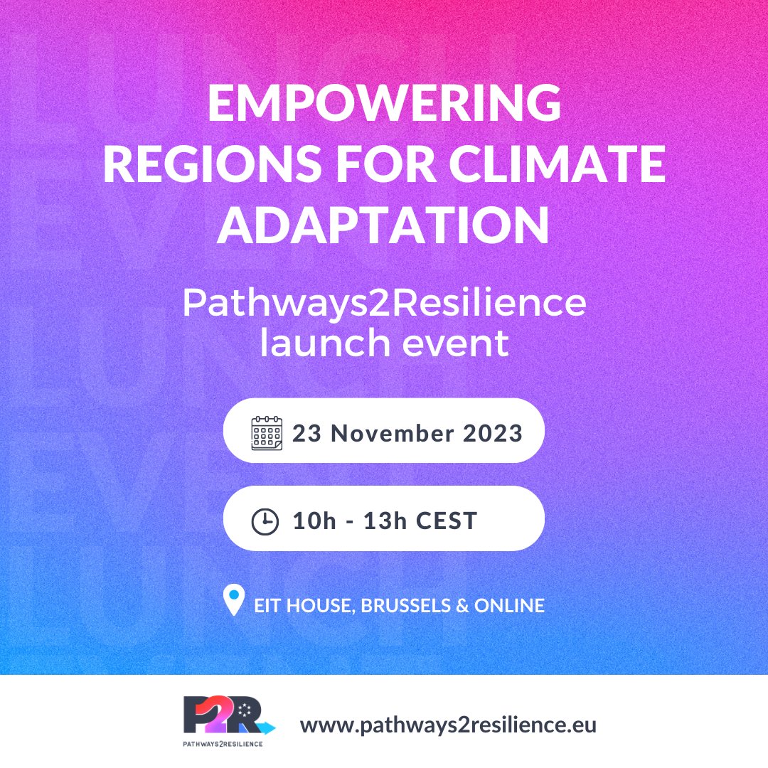 You're invited to the #Pathways2Resilience launch event 📢 Are you interested in building your region's climate resilience? Join us on 23 November to discover how, and to hear success stories from the #MissionAdaptation & other EU regions 🤝 Register 👉 pathways2resilience.eu/launch-event/