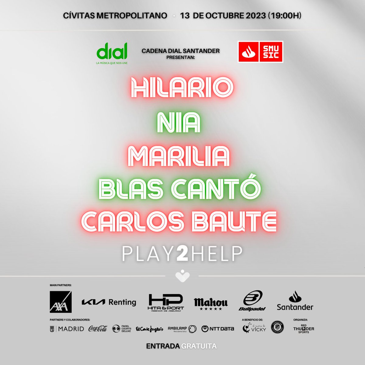 CfblascantoE's tweet photo. 🟢 Recordad que esta tarde, @BlasCanto estará actuando en el concierto que @Cadena_Dial ha organizado con motivo del evento solidario de pádel #PLAY2HELP 🎾
.
📍🏟 Fan Zone aledaña al Cívitas Metropolitano
🕖 A partir de las 19:00h
🎟 Acceso gratuito
.
¡No os lo perdáis! 🤩🙌🏻 https://t.co/ZFenmroWK8