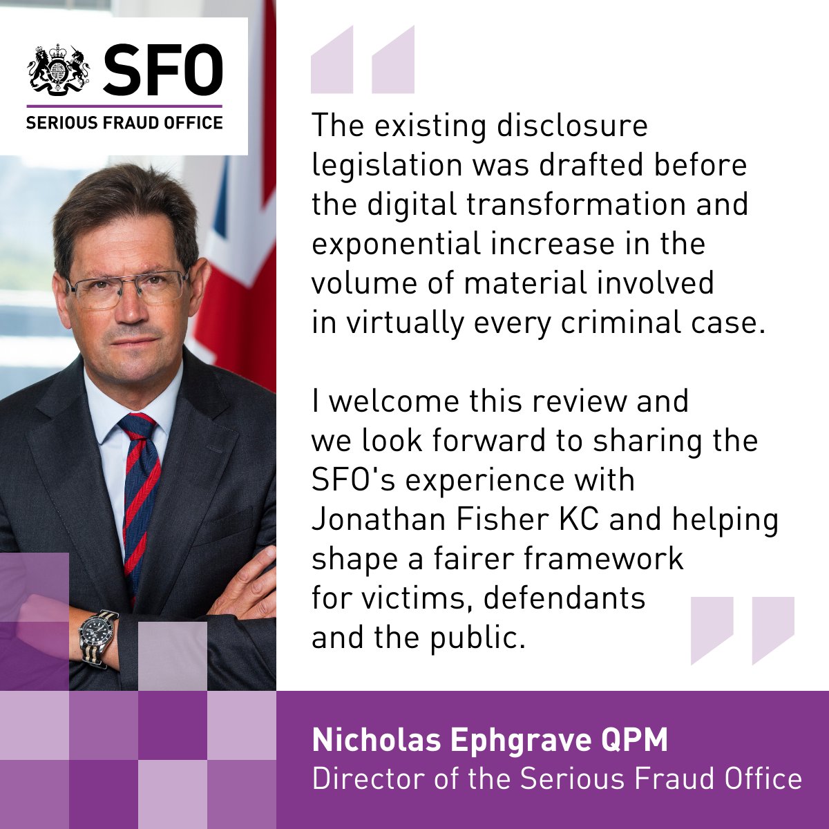 Director of the SFO Nicholas Ephgrave QPM on the <a href="/ukhomeoffice/">Home Office</a> launch of the independent review into disclosure and fraud, led by <a href="/JFisherKC/">Jonathan Fisher KC</a>.