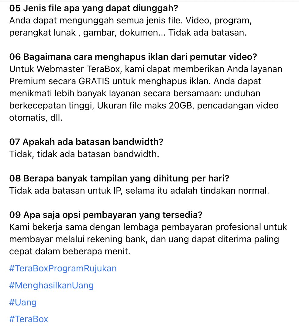 TeraboxReferral's tweet photo. Apa itu Program Rujukan TeraBox &amp; cara kerjanya?
Apakah Anda menghapus video yang tidak aktif/ video lama?
Apa saja opsi pembayaran yang tersedia?
Periksa disini: https://t.co/9AtyLBEWW3

Dukungan: @luckyceleste9 https://t.co/NtAytpMnr8
#TeraBoxReferralProgram #TeraBox #earnmoney https://t.co/UT18imxU0O