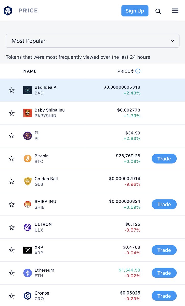 The $Bad token is currently top 1 most popular on @cryptocom and now swappable in all major #defi wallets @binance @CoinbaseWallet @zerion @MetaMask @TrustWallet