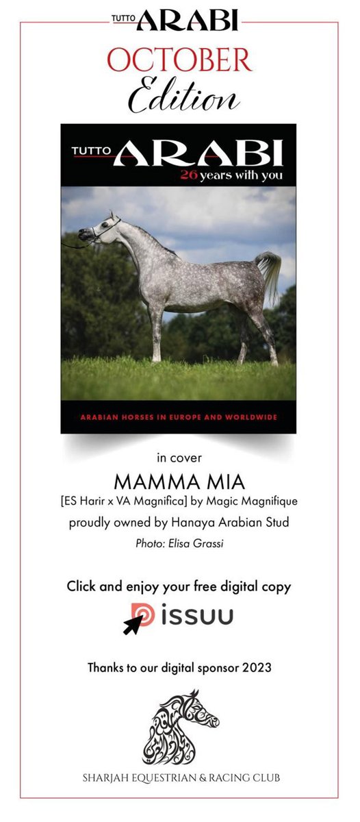 ArabianEssence's tweet image. Tutto Arabi October Edition
issuu.com/alimeditrice/d…...

Click here to see High Resolution version:
arabianessence.tv/.../tutto-arab…

#tuttoarabimagazine #tuttoarabi #SERC #ajradman #mammamia #hanayaarabianstud #OctoberEdition #magicmagnifique