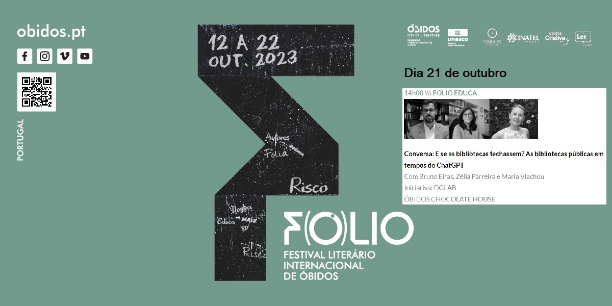 Conheça as iniciativas da DGLAB no <a href="/FestivalFolio/">Festival Folio</a> 2023 que começa hoje! Saiba mais em bibliotecas.dglab.gov.pt/pt/noticias/Pa…
<a href="/cultura_pt/">Cultura, Juventude e Desporto</a>