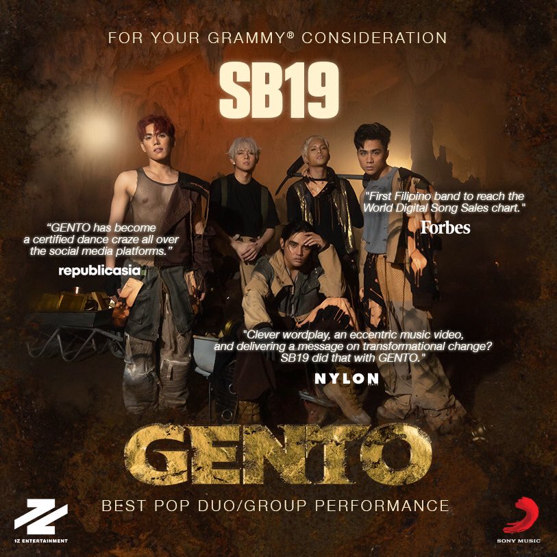 A'TIN!!!! Mag ingay!!!! @SB19Official's GENTO is an approved entry to the GRAMMY's ⚠️💙 Share until it gets to the voting members of the Recording Academy before Oct 20 🫶🏼💠 #GetSB19GrammyNominated #SB19RoadToGrammyNomination