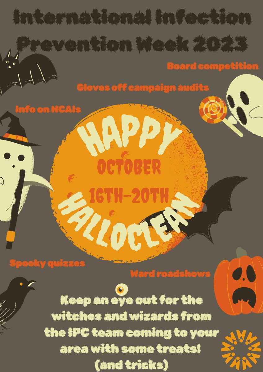 It International Infection Prevention Week next week, and here at <a href="/MFTnhs/">MFT NHS</a> we're going to be celebrating #Halloclean23.Keep an eye out for the IPC team on the wards with some gruesome games and terrifying treats!  #IIPW23 #infectionpreventweek #internationalinfectionpreventionweek