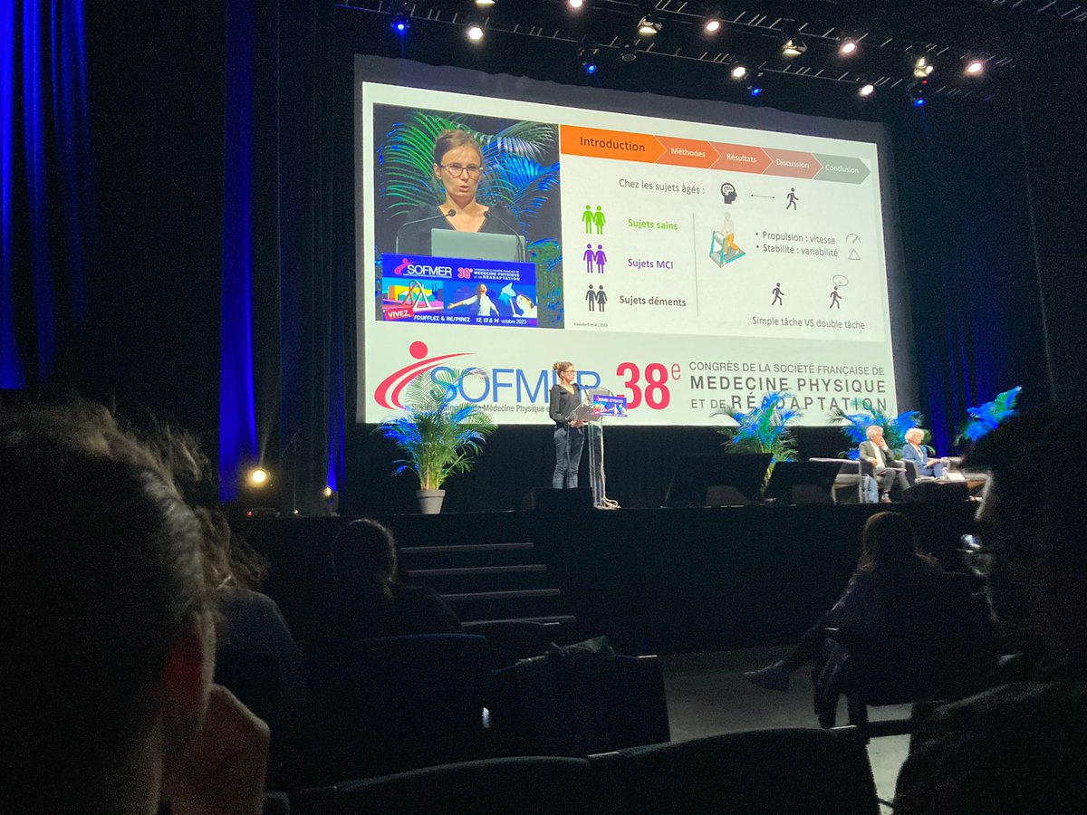 MPRangevin's tweet photo. A la #SOFMER2023, presentation de @linepooow en partenariat avec @GeriatreAngevin : Profil moteur en double tâche chez les sujets âgés : analyse de la variabilité du cycle de marche selon le statut cognitif. @alipauline4 @DinomaisM https://t.co/RqxqQcm5cY
