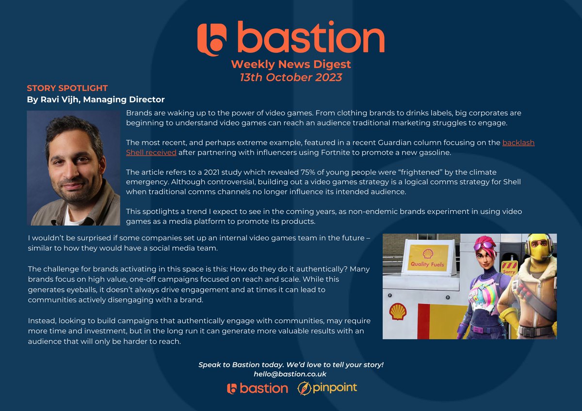 ThisIsBastion's tweet photo. Missed the latest news from across the industry?
Bastion’s weekly news digest has just dropped with a round-up of the biggest stories from the video games industry this week.
#VideoGames #VideoGamesNews #VideoGamesAgency #Comms #PR https://t.co/J3r0tK7F3L