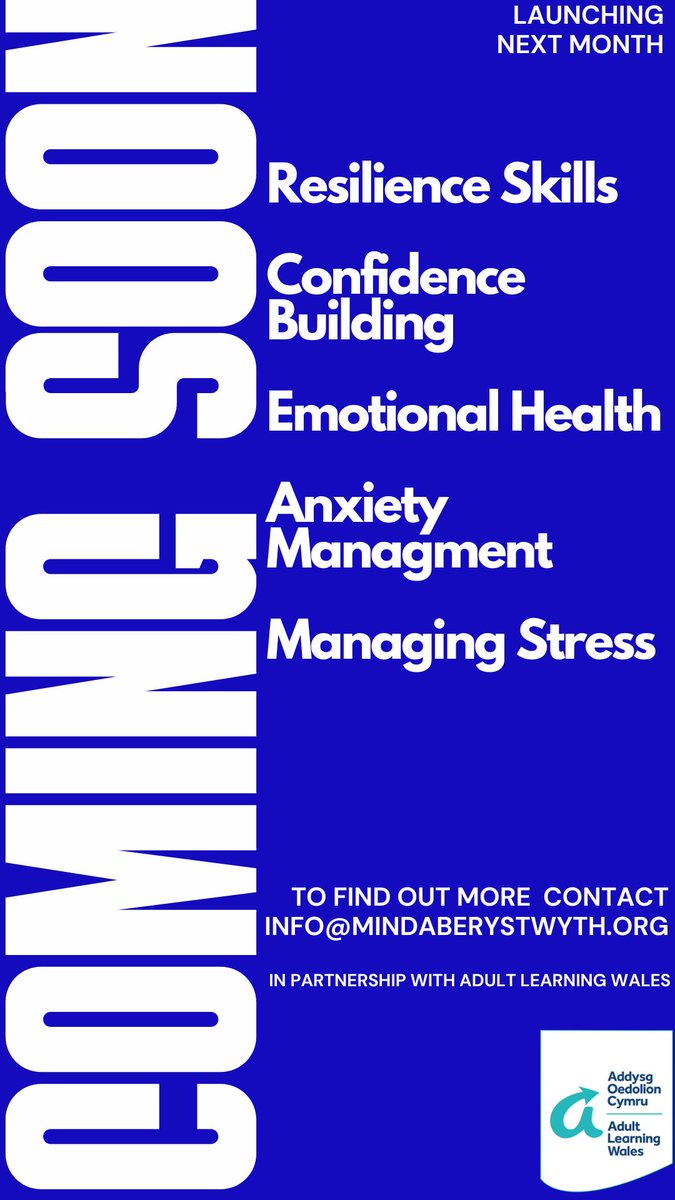 New One Day courses are coming in November!  Contact us to find out more  info@mindaberystwyth.org