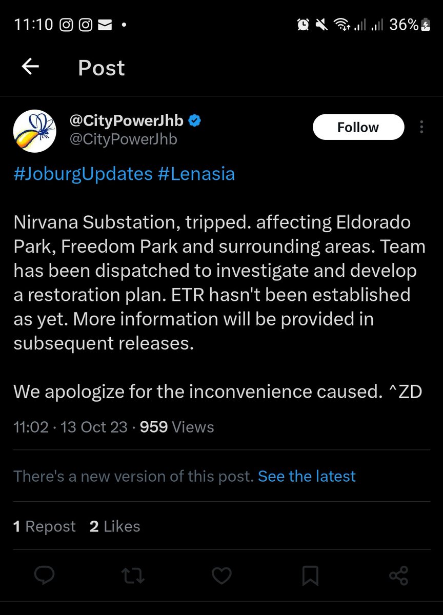 Ronaldo28Kelly's tweet photo. @CityPowerJhb This is not what was said earlier . Why has the statement been changed, and the post deleted. https://t.co/VN9eQRoUhU