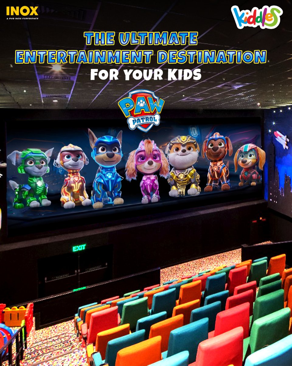 Give your kids a delightful cinematic adventure that will surely leave them thrilled! 🐶
.
Indulge your little ones in a captivating movie experience at #INOXKiddles 🍿🎈

#PAWPatrolTheMightyMovie  screening now at #INOX! 🐶
.
#PAWPatrol #NewRelease #UpcomingRelease #Animated