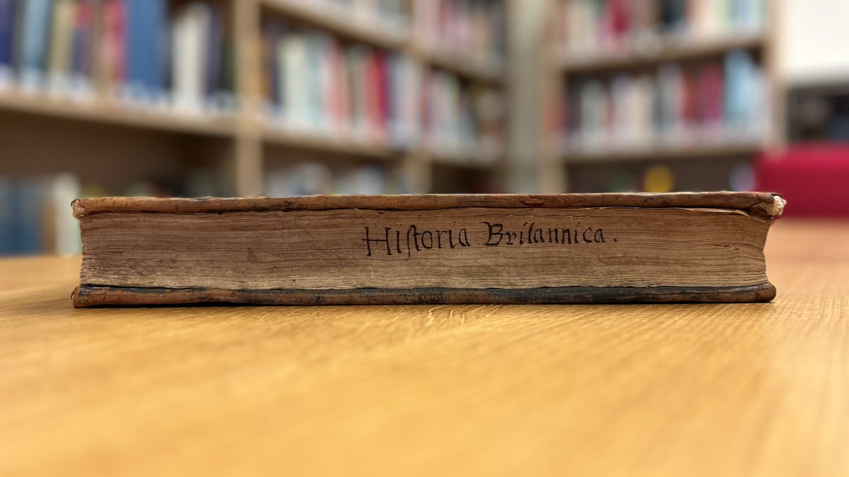 UniRdg_SpecColl's tweet photo. Today's #ForeedgeFriday features a fore-edge title!

These are usually found on books from the late Middle Ages to the 17th century, as it was common to store books with their fore-edges outwards.📚

This particular volume comes from 1587! [RESERVE FOLIO--942.008-RER] https://t.co/qL8ybnqZE6