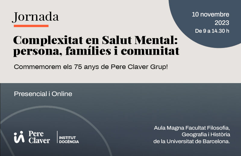 pereclavergrup's tweet photo. 📢El 10/10 celebrem, amb motiu dels nostres #75anys, la Jornada "Complexitat en Salut Mental: Persona, Famílies i Comunitat" per reflexionar sobre #salutmental des d'una perspectiva integral i ètica
 
 ℹ️ Programa: https://t.co/MClQru2LIQ
 
🎟️Inscripcions: https://t.co/MClQru2LIQ https://t.co/unZM4c7hz5
