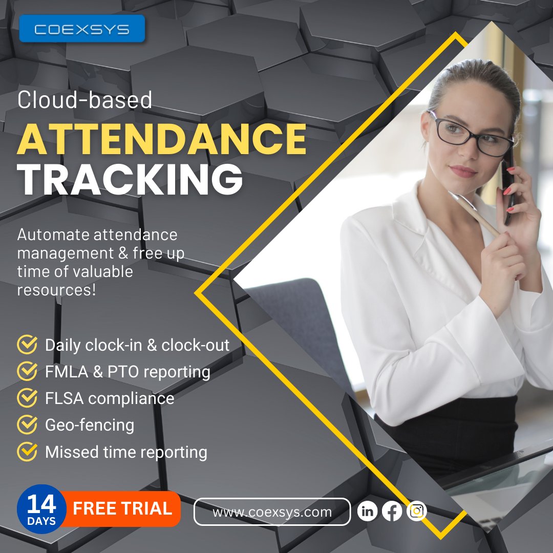 coexsysproject's tweet image. 🚀 &quot;Attendance Insights, Productivity Soars&quot; - Maximize your workforce potential with our Attendance Tracking Software. 

Start a 14-day trial to see the results for yourself! 📈 - zurl.co/zUZB

#DataDrivenProductivity #AttendanceTrackingTool