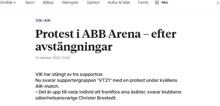 – En av dem blev påkommen med pyroteknik inne på arenan och blev visiterad av polis. Sen var det två som kastade flaggpinnar mot Södertäljes sittplats, varav den ena pinnen träffade en man som satt med sitt lilla barn. Som tur var blev ingen skadad.