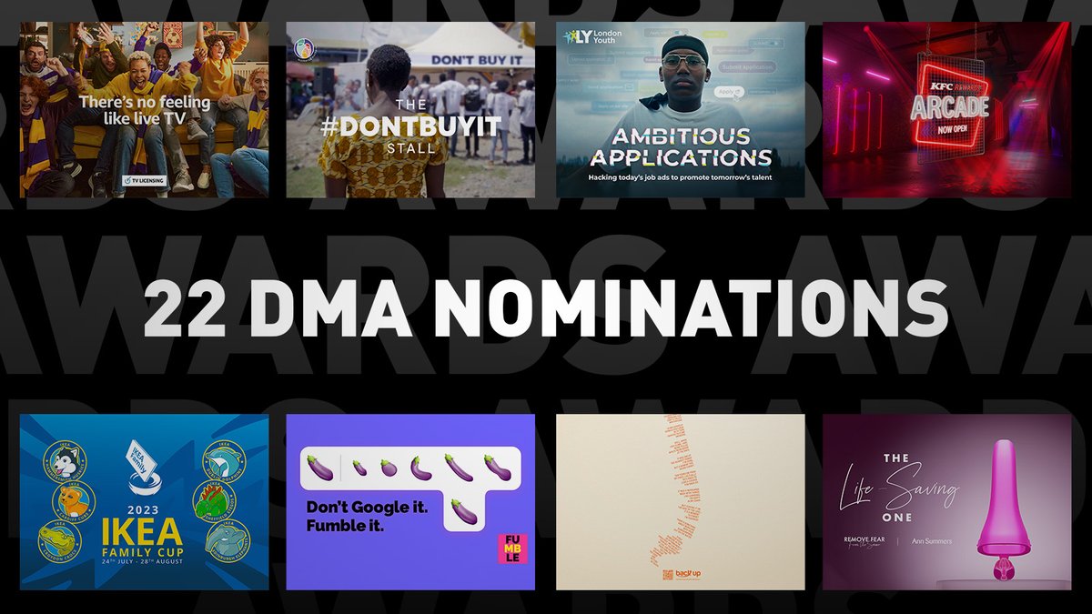RAPP UK (@rapp_uk) on Twitter photo ๐An impressive 22 nominations across 8 clients at this year's <a href="/DMA_UK/">DMA UK</a> Awards! ๐
A huge thank you and ๐ to our talented individuals and clients for ensuring we show up each year ๐
<a href="/tvlicensing/">TV Licensing</a> <a href="/IKEAUK/">IKEA UK</a> <a href="/KFC_UKI/">KFC UK</a> <a href="/LondonYouth/">London Youth</a> <a href="/FumbleUK/">Fumble</a> <a href="/AnnSummers/">annsummers</a> <a href="/backuptrust/">Back Up</a> <a href="/m2mtweets/">mothers2mothers</a> ๐An impressive 22 nominations across 8 clients at this year's <a href="/DMA_UK/">DMA UK</a> Awards! ๐
A huge thank you and ๐ to our talented individuals and clients for ensuring we show up each year ๐
<a href="/tvlicensing/">TV Licensing</a> <a href="/IKEAUK/">IKEA UK</a> <a href="/KFC_UKI/">KFC UK</a> <a href="/LondonYouth/">London Youth</a> <a href="/FumbleUK/">Fumble</a> <a href="/AnnSummers/">annsummers</a> <a href="/backuptrust/">Back Up</a> <a href="/m2mtweets/">mothers2mothers</a>