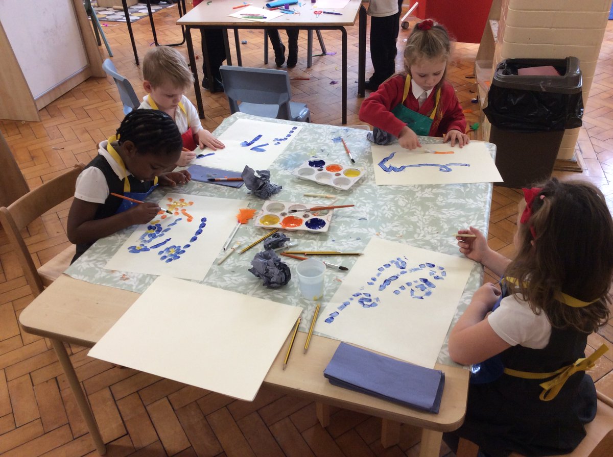 EddonMrs's tweet photo. Year 1 have have been very creative this week, creating swirling patterns in the style of Vincent Van Gogh! @HaxbyRoad https://t.co/PScKDWtHKo