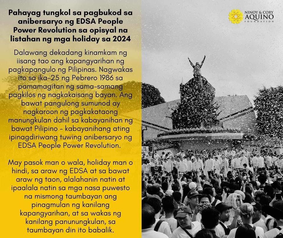 KrisAquinoWORLD's tweet photo. #EDSAPeoplePower #EDSARevolution #EDSA #HindiKaNagIisa 💛💛💛 https://t.co/tZXGIwpIxB