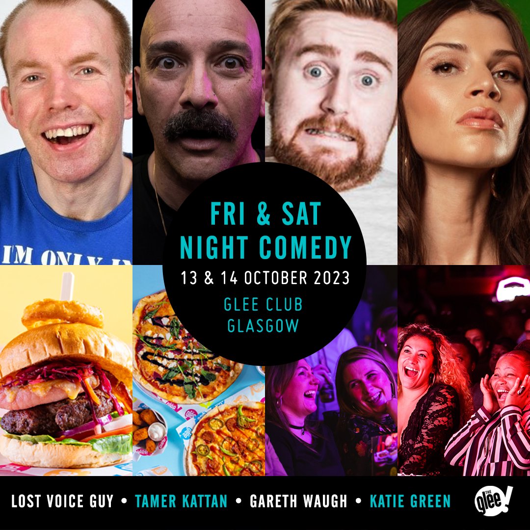 Treat yourself to an evening of hysterical comedy at The Glee Club this weekend! 😂

From tonight the incredible <a href="/LostVoiceGuy/">Lost Voice Guy</a>, <a href="/TamerKattan/">Tamer Kattan</a>, <a href="/GarethWaugh/">Gareth Waugh</a> &amp; @KTspicey will be supplying a ton of side-splitting fun! 🙌

Cya later 👉 bit.ly/GlasgowWeekend…