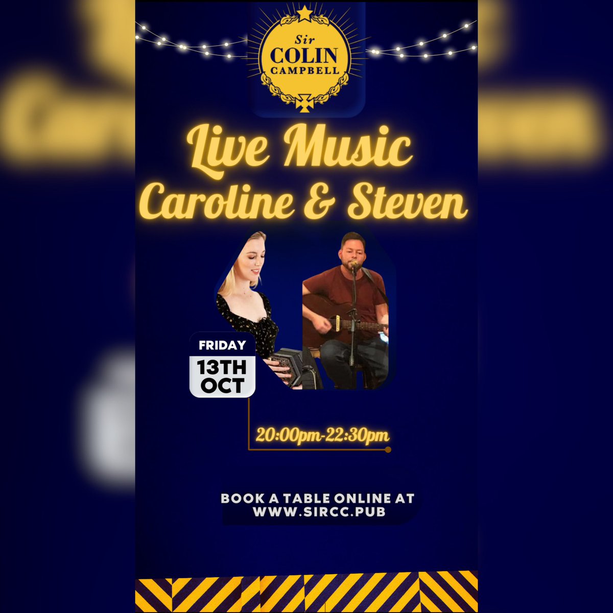 Don’t forget we have the brilliant Caroline and Steven playing this evening from 8pm!
