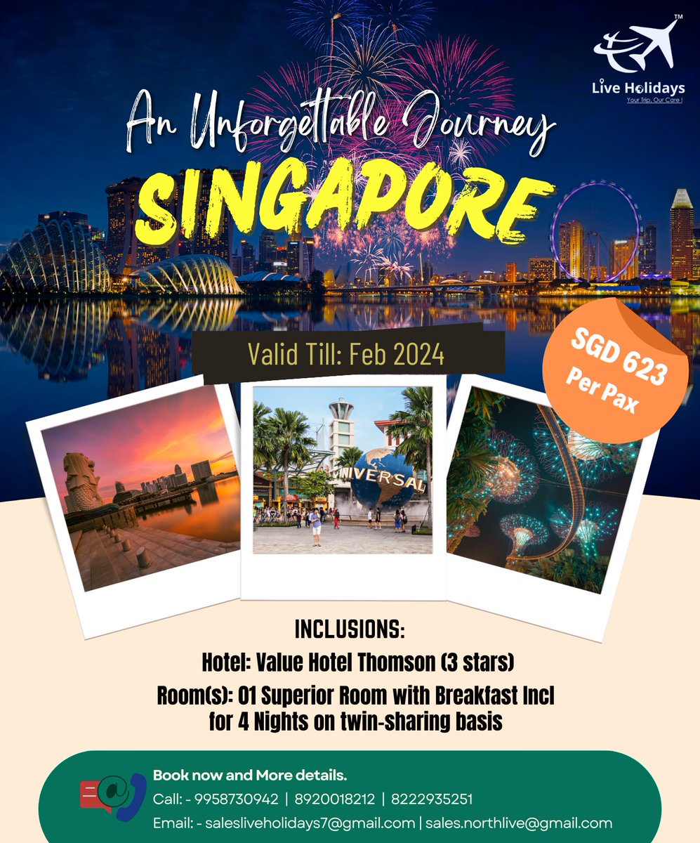 Experience Singapore like never before with Live Holidays! #SingaporeAdventures #LiveHolidays #ExploreSingapore #TravelGoals #SingaporeSights #LionCityDiaries #WanderlustSingapore #TravelwithLiveHolidays #SGTravelExperience #DiscoverSingapore #VibrantSingapore #UnforgettableSG