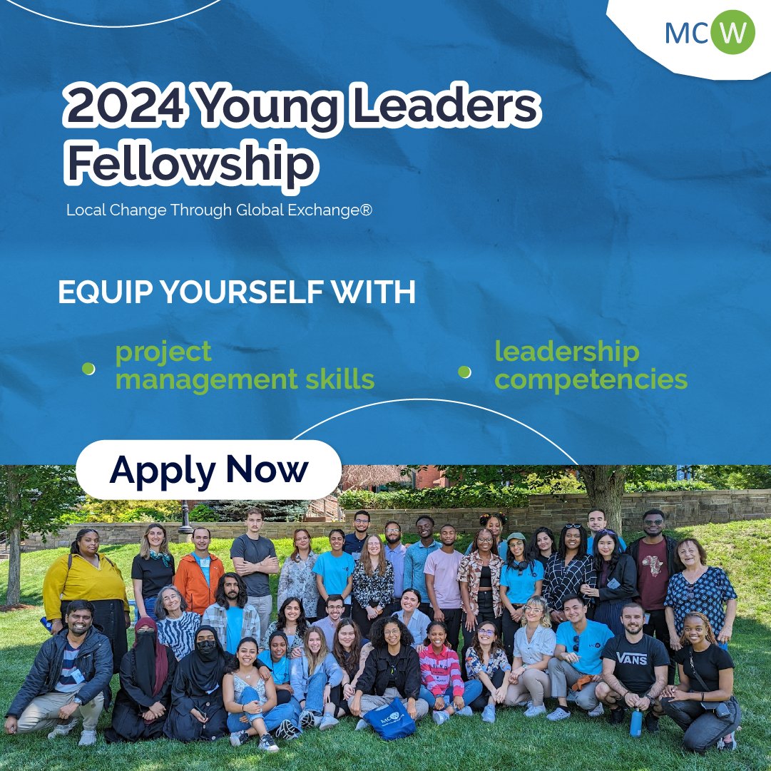 🌏 MCW Global launches the 2024 in-person Young Leaders Fellowship. 🔔 Applications are OPEN until Sunday, November 12, 2023, 11:59 PM EST. APPLY HERE: mcwglobal.org/young-leaders-… #MCWFellowship #YoungLeadersFellowship