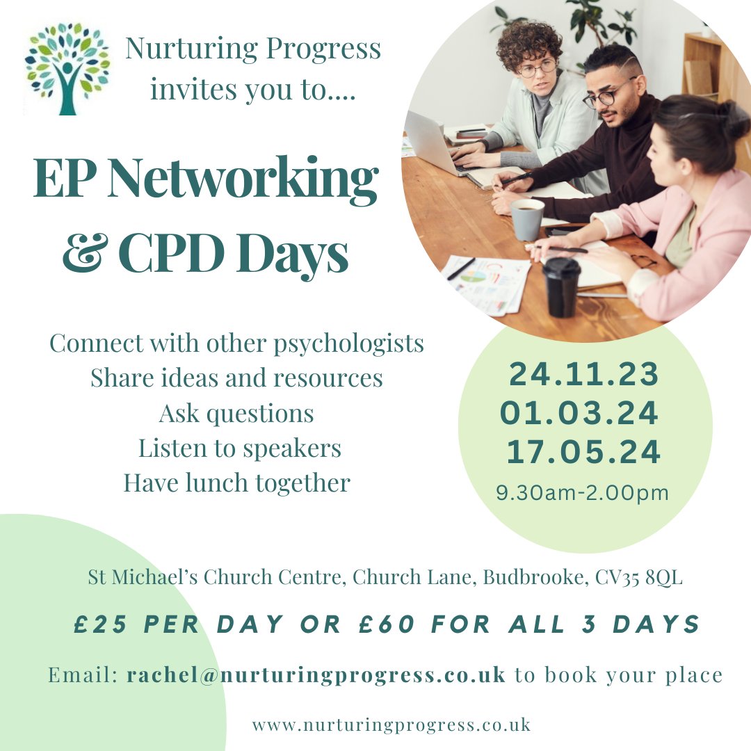 Hi Everyone 👋 We are a small group of Psychologists working in the central England area. We wondered if anyone would like to come and join us for some networking/CPD days? We would love to connect 😊 <a href="/edpsyuk/">edpsy</a> #twitterEPs